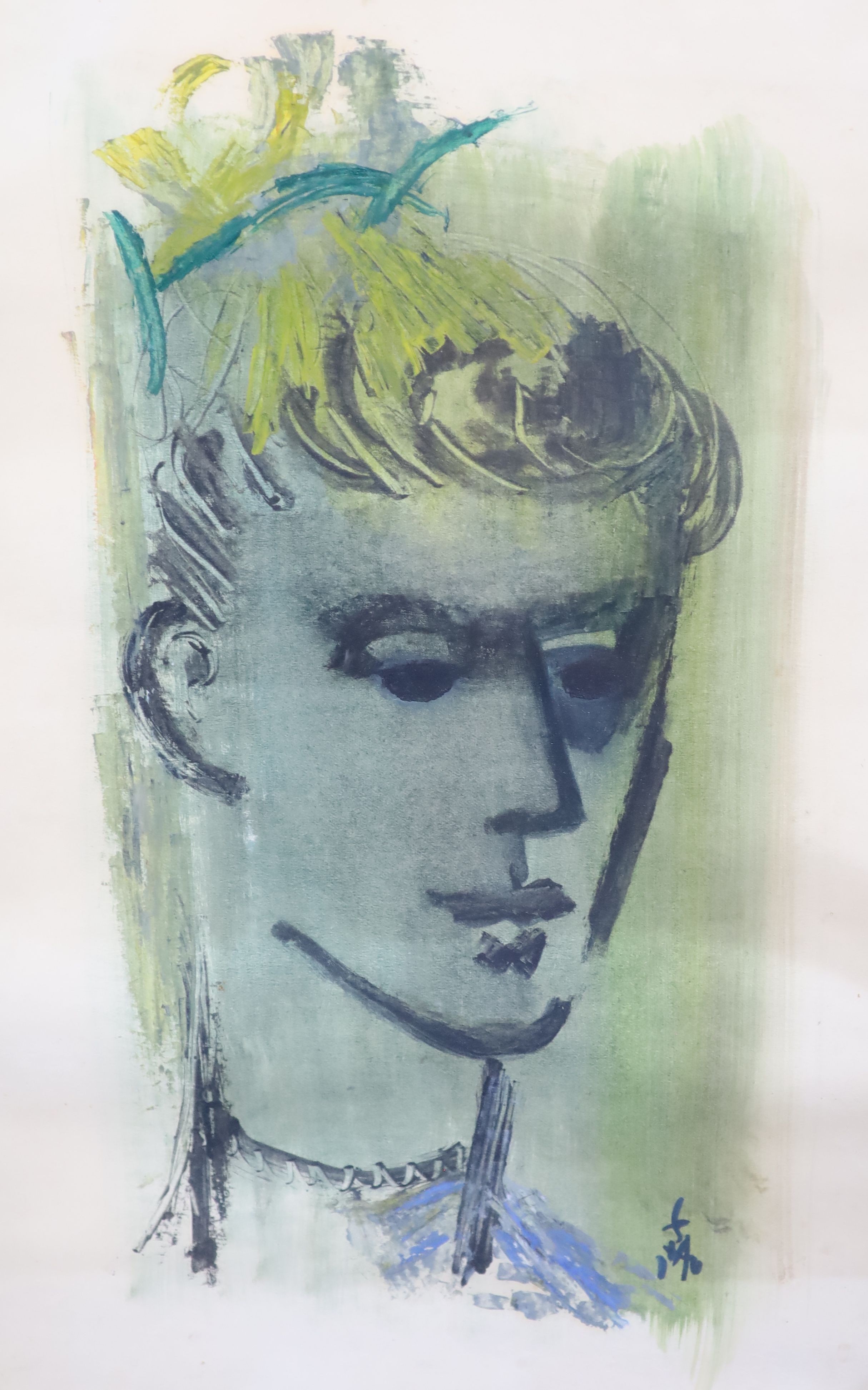 Paul Dufau (French, 1897-1989), Portrait, Mixed media on board, 55 x 45cm. & 48 x 32cm. (2)